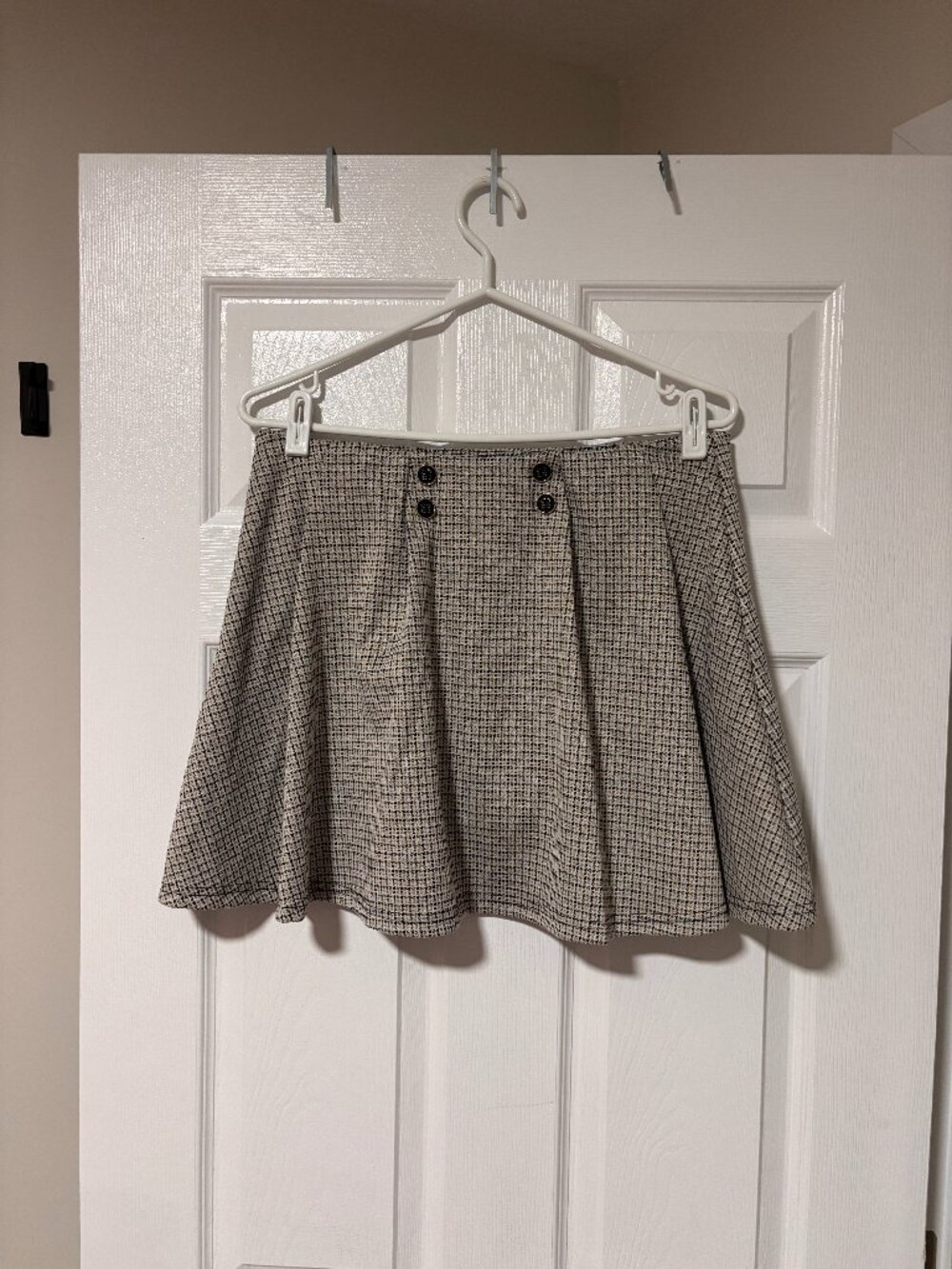 Plaid Skort | Houndstooth A-Line Skirt with Built-In Shorts | Preppy Attire (L)